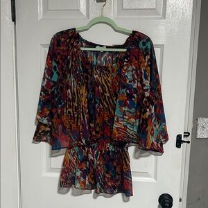 Annalee + Hope Multicolor Abstract Blouse